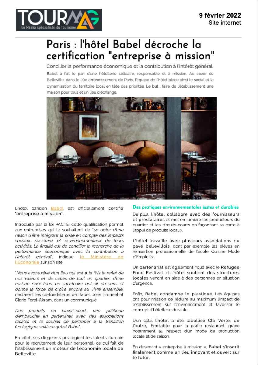 Groupe MyHotels – Presse – Tour Mag