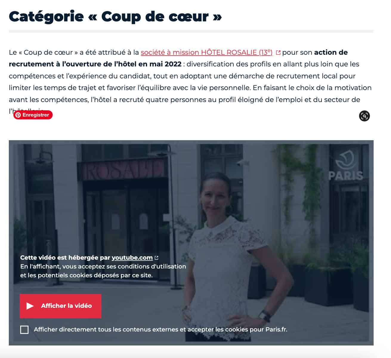 Groupe MyHotels – Presse – Ville de Paris – Rosalie coup de cœur
